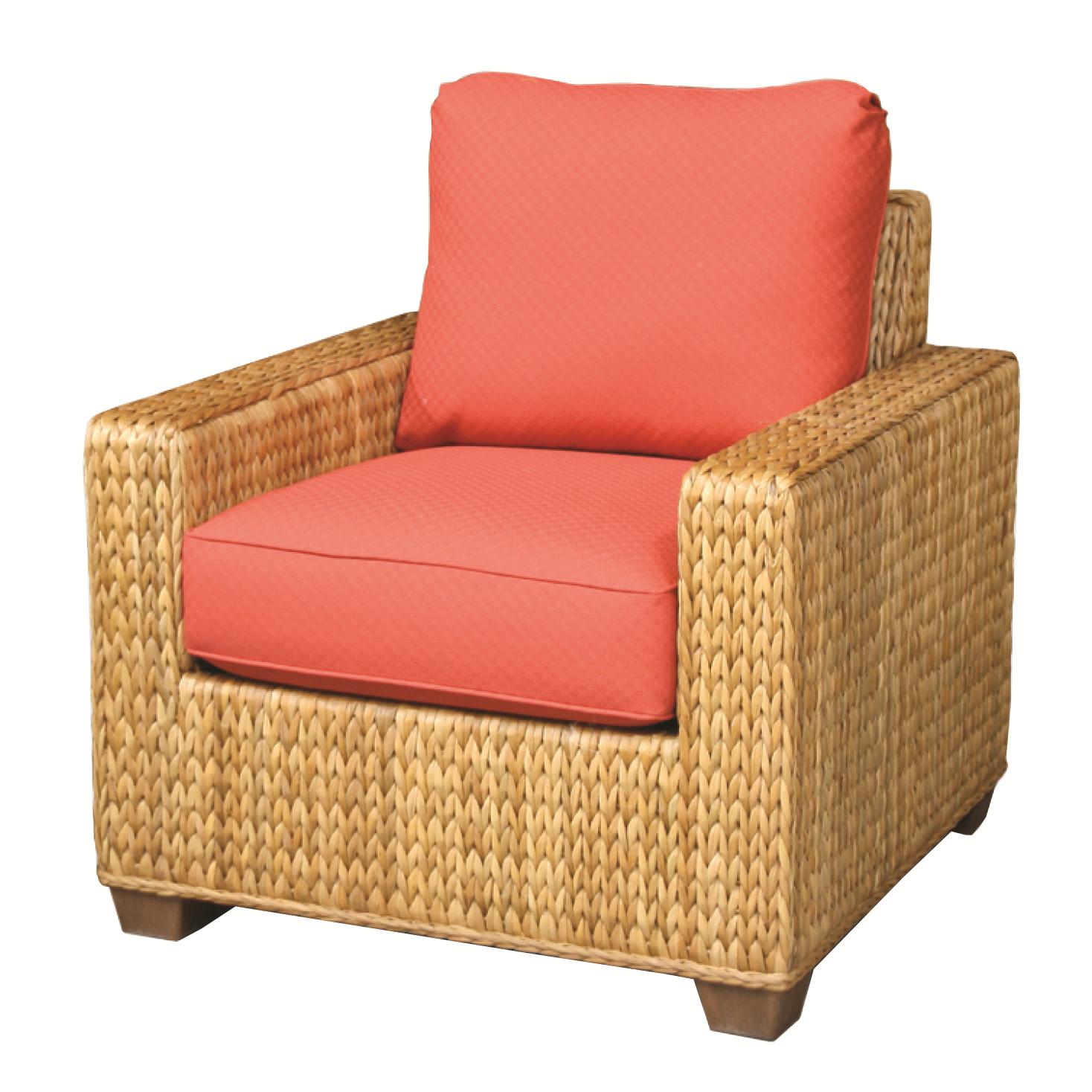 Capris Furniture Chairs and Ottomans C687 Woven Wicker Rattan Chair With Upholstered Seat Cushions Esprit Decor Home Furnishings Exposed Wood Chairs